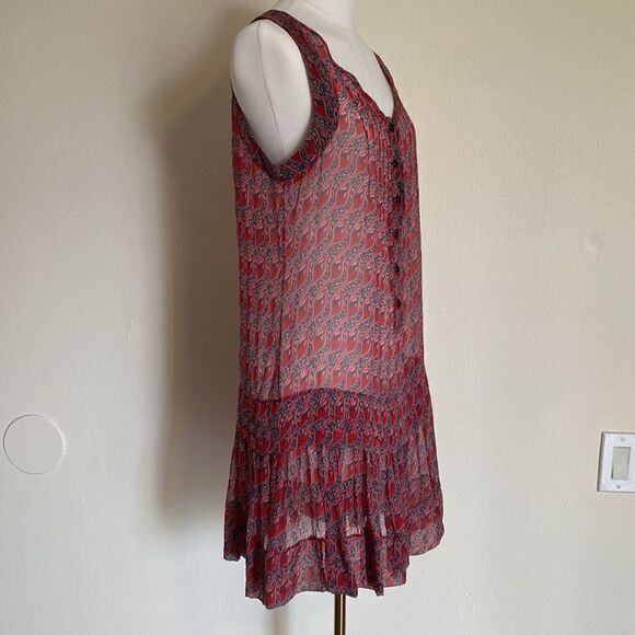 Sandro Silk Sheer Dropwaist Mini Dress Size 1 - Picture 5 of 11